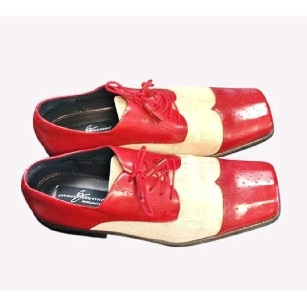 Giorgio Brutini Red Leather & Tan Canvas 50s Inspired Dress Loafer Size 13